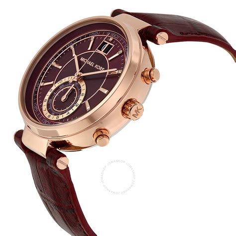 michael kors watch burgundy face